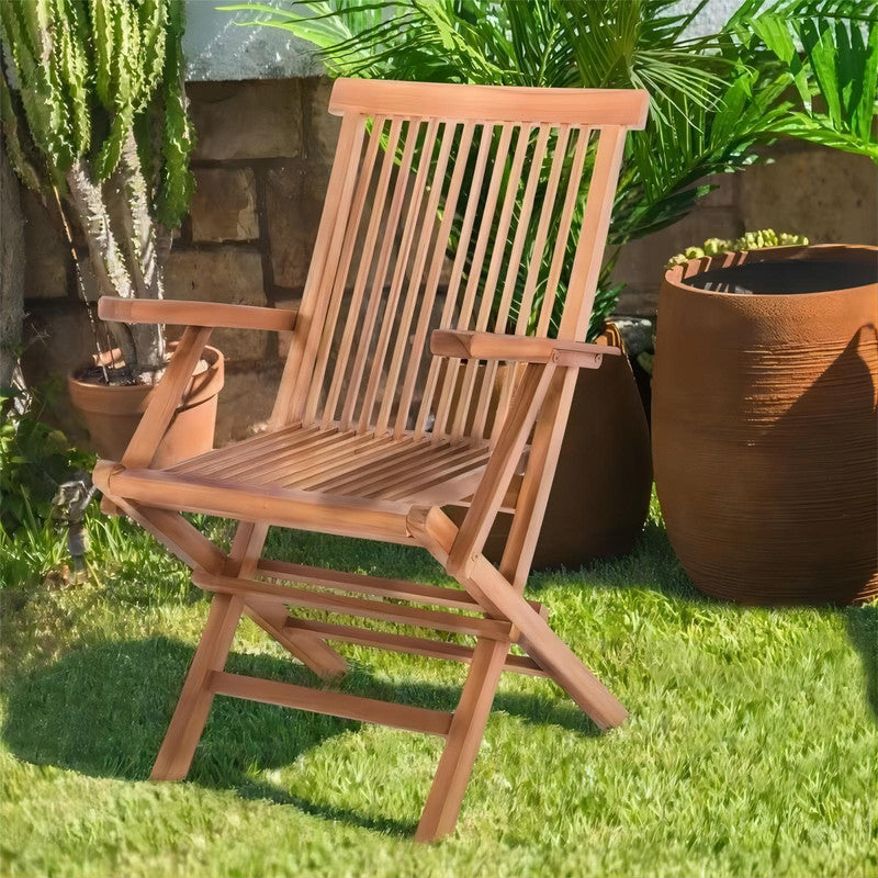 Folding Brown Teak Garden Chair