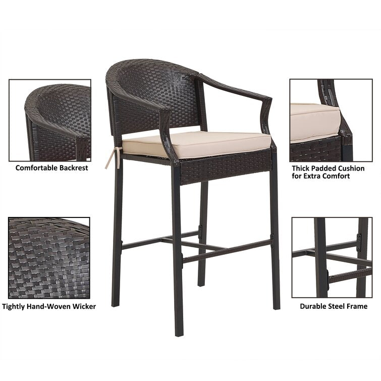 3-Piece Bar Height Patio Dining Set