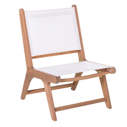 Low Garden Chair in Solid Acacia and Textile