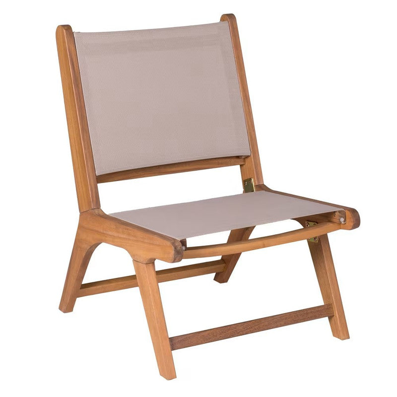 Low Garden Chair in Solid Acacia and Textile