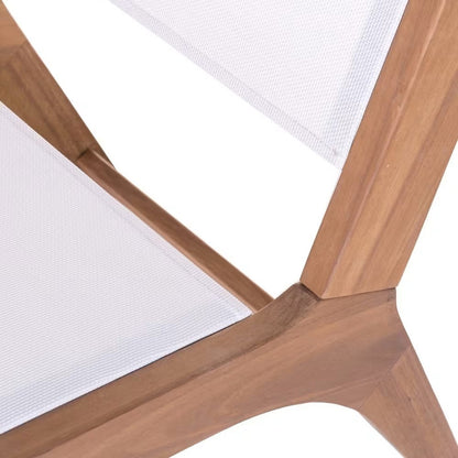 Low Garden Chair in Solid Acacia and Textile