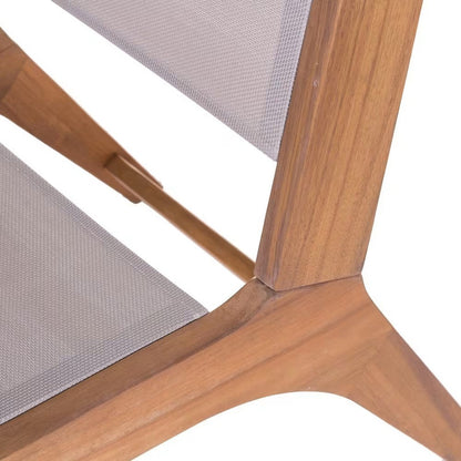 Low Garden Chair in Solid Acacia and Textile