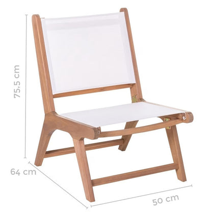 Low Garden Chair in Solid Acacia and Textile