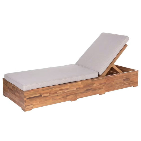 Brown Acacia Garden Lounger for Terrace and Outdoor