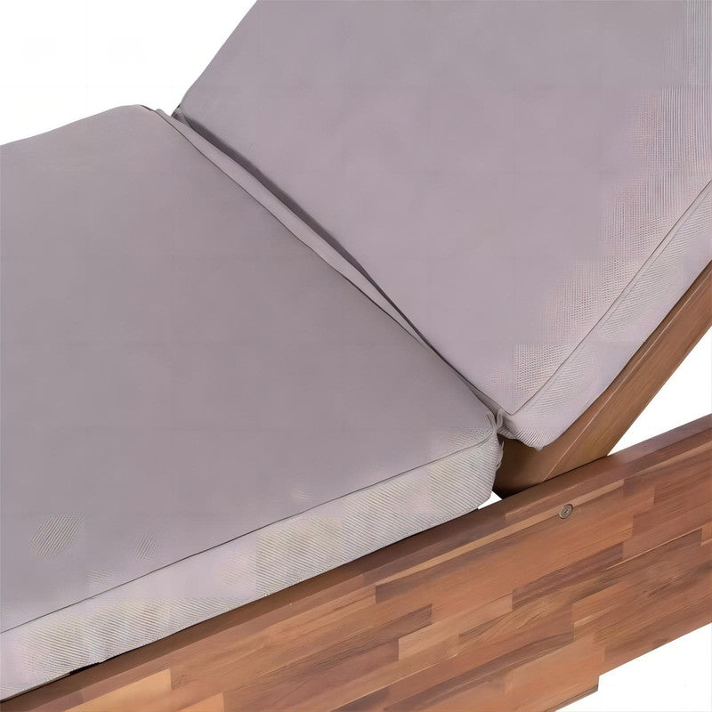 Brown Acacia Garden Lounger for Terrace and Outdoor