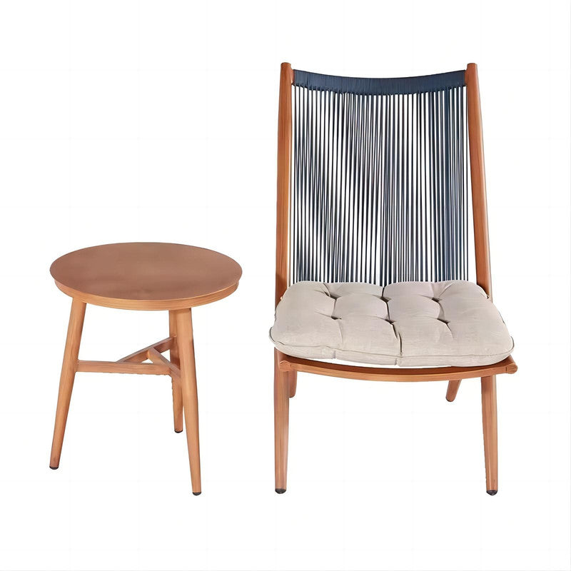 Outdoor Garden Woven Rope Aluminum Leisure Chair Set with Side Table