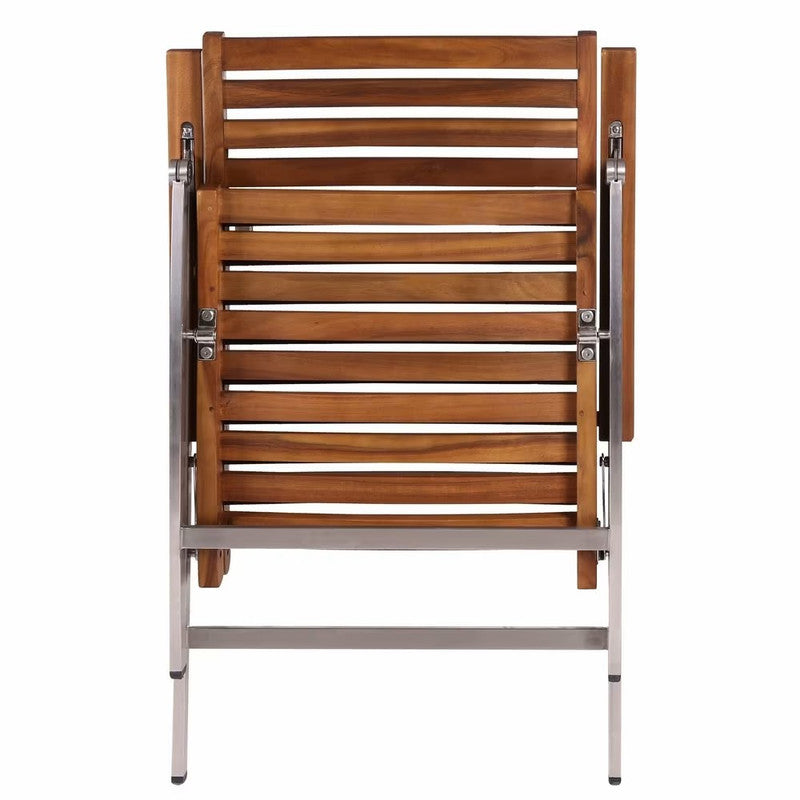 Brown Stainless Steel Folding Garden Armchair