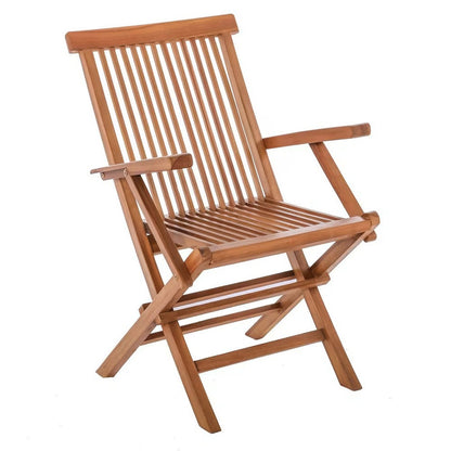 Folding Brown Teak Garden Chair
