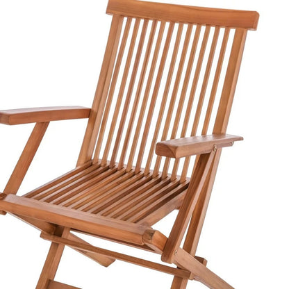Folding Brown Teak Garden Chair