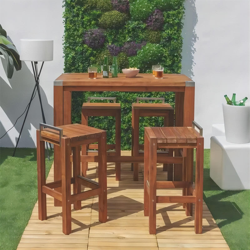 Garden Bar Stool in Brown Acacia