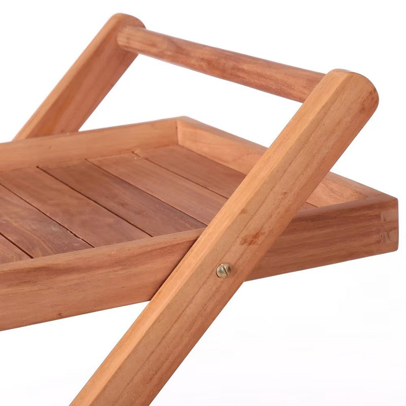 Garden Waiter with Wine Rack Made of Natural Teak Wood