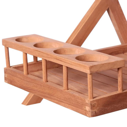Garden Waiter with Wine Rack Made of Natural Teak Wood