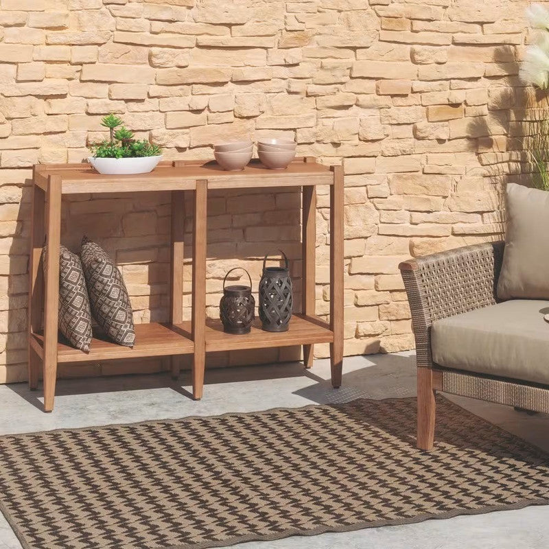 Brown Acacia Wood Sideboard Garden Shelf