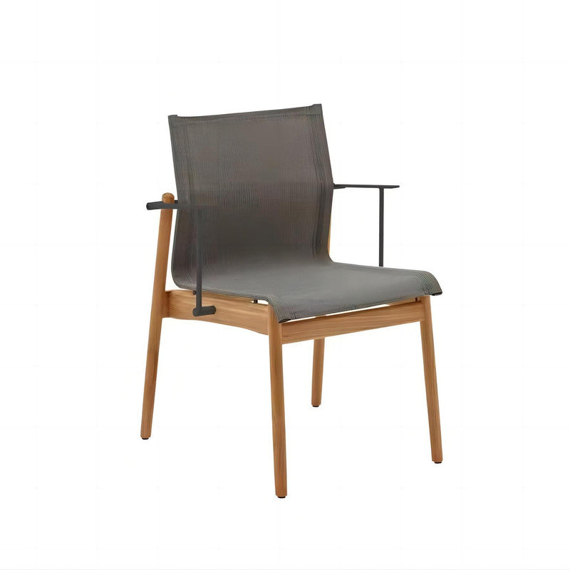Patio Fabric All-Weathered Teak Wood Dining Chairs