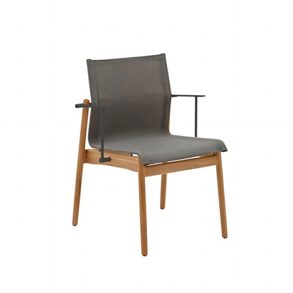 Patio Fabric All-Weathered Teak Wood Dining Chairs