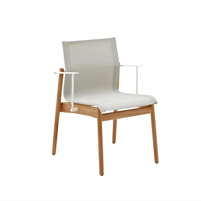 Patio Fabric All-Weathered Teak Wood Dining Chairs
