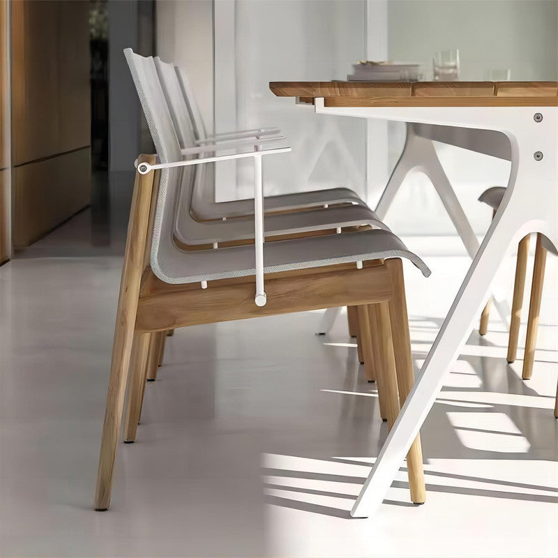 Patio Fabric All-Weathered Teak Wood Dining Chairs
