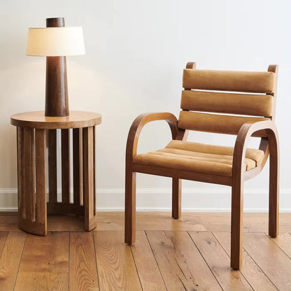 Outdoor Teak Wood with Upholstered Rolled Panels Dining Chair