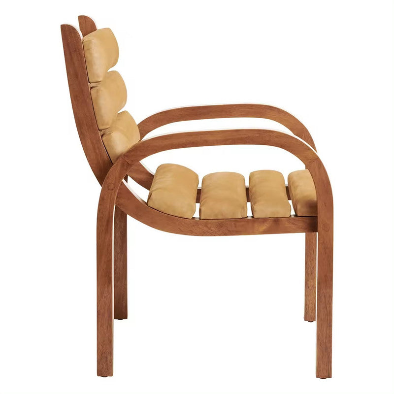 Outdoor Teak Wood with Upholstered Rolled Panels Dining Chair