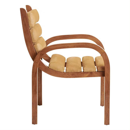 Outdoor Teak Wood with Upholstered Rolled Panels Dining Chair