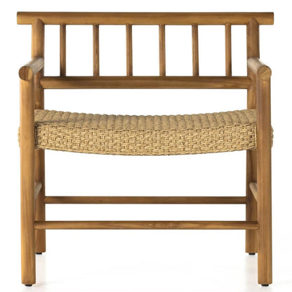 Outdoor Garden Dining Teak Chair with Woven Rattan
