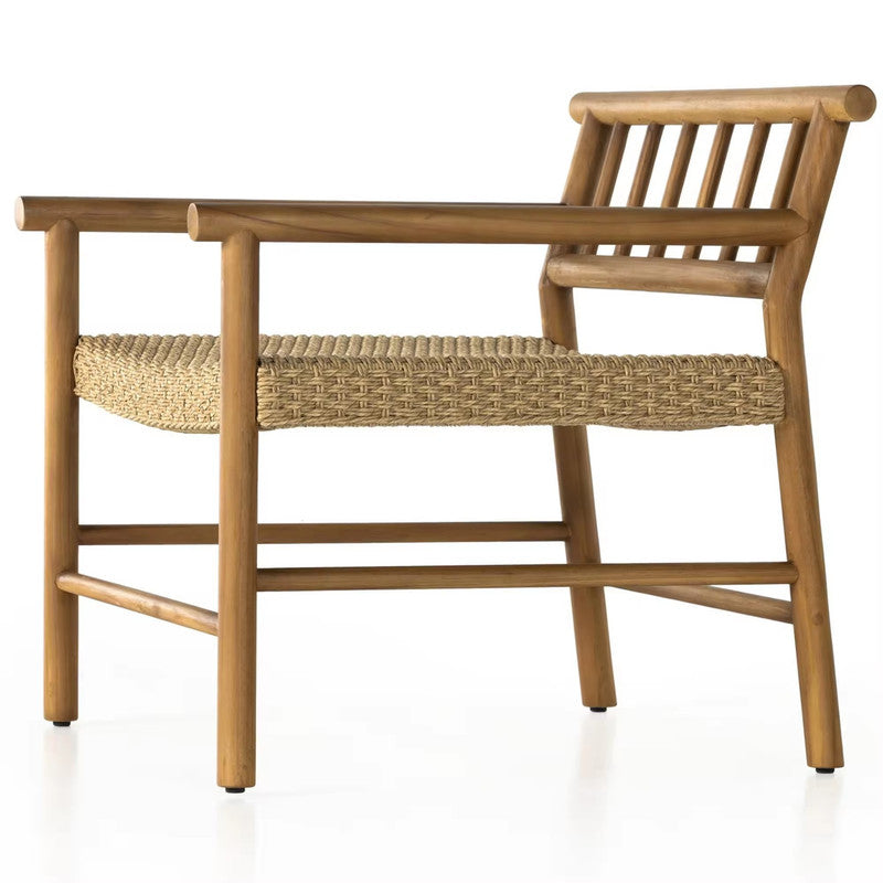 Outdoor Garden Dining Teak Chair with Woven Rattan