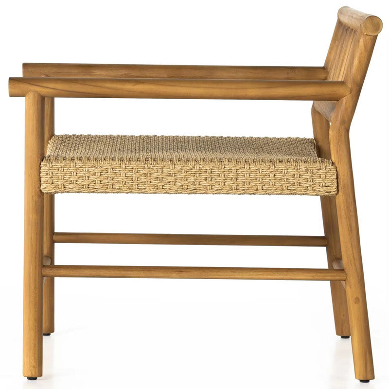 Outdoor Garden Dining Teak Chair with Woven Rattan