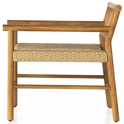 Outdoor Garden Dining Teak Chair with Woven Rattan