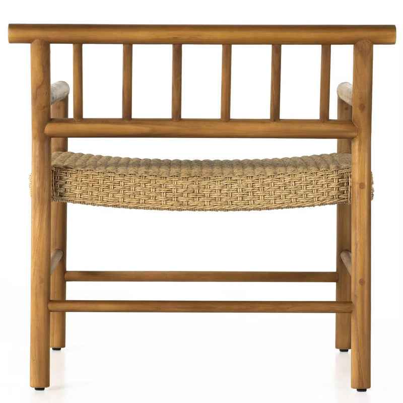 Outdoor Garden Dining Teak Chair with Woven Rattan