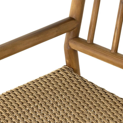 Outdoor Garden Dining Teak Chair with Woven Rattan