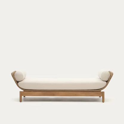 Outdoor Sun Lounger Teak with Rope and Cushion