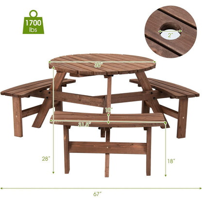 Round 6 - Person 35'' Long Picnic Table
