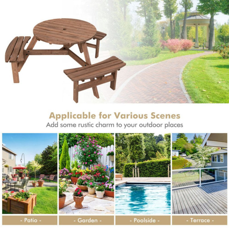 Round 6 - Person 35'' Long Picnic Table